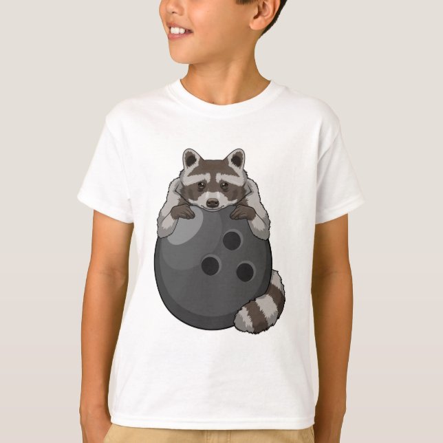 Raccoon at Bowling with Bowling ball T-Shirt (Front)