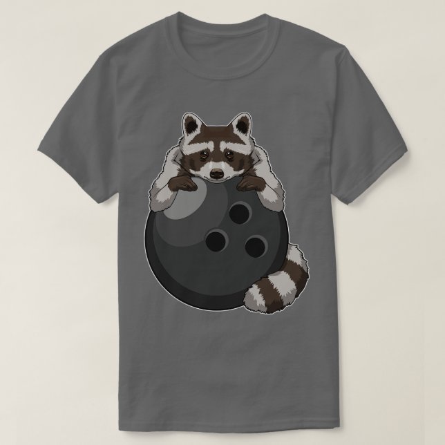Raccoon at Bowling with Bowling ball T-Shirt (Design Front)
