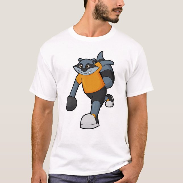 Raccoon at Bowling with Bowling ball T-Shirt (Front)