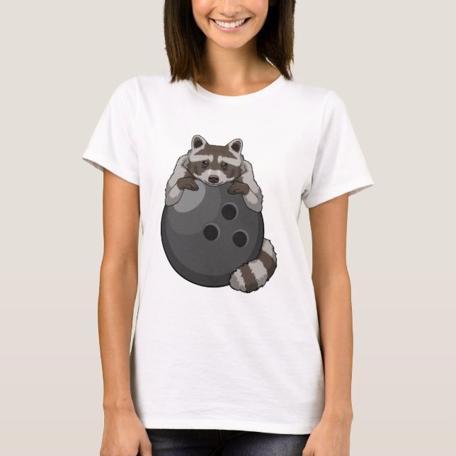 Raccoon at Bowling with Bowling ball T-Shirt (Front)