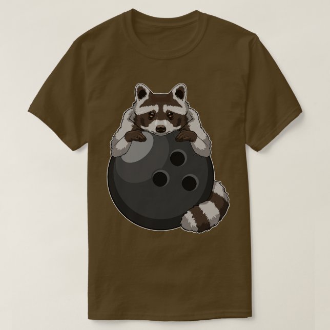 Raccoon at Bowling with Bowling ball T-Shirt (Design Front)
