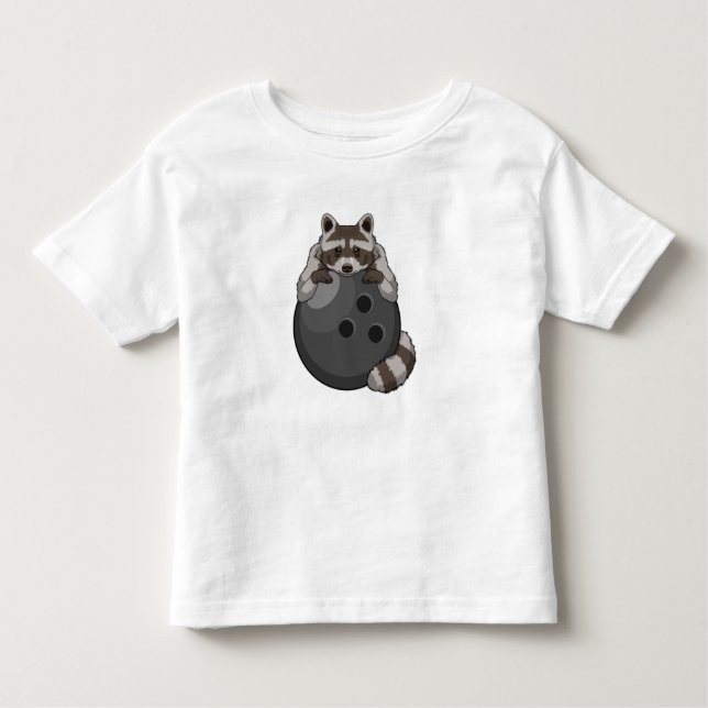 Raccoon at Bowling with Bowling ball Toddler T-shirt (Front)