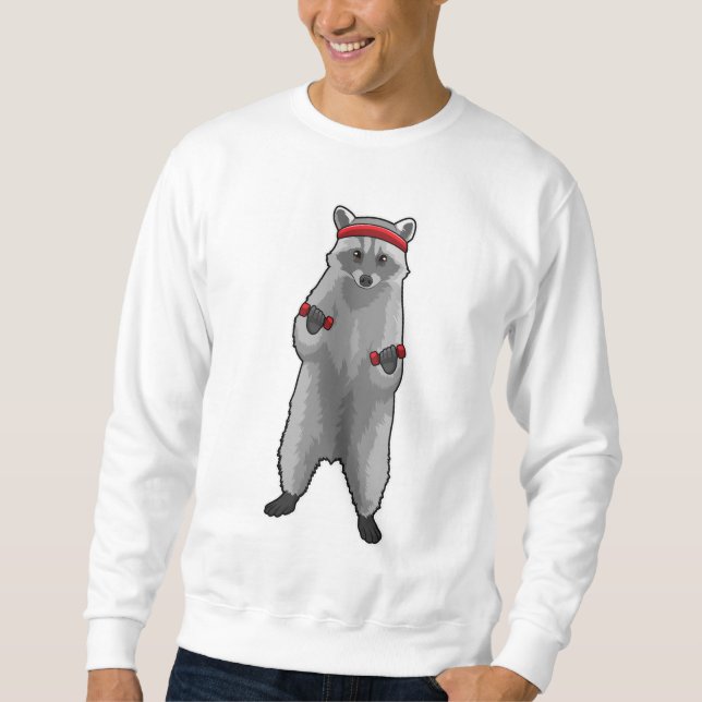 Raccoon at Fitness with Dumbbells Sweatshirt (Front)