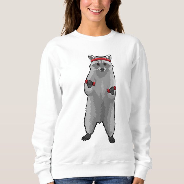 Raccoon at Fitness with Dumbbells Sweatshirt (Front)