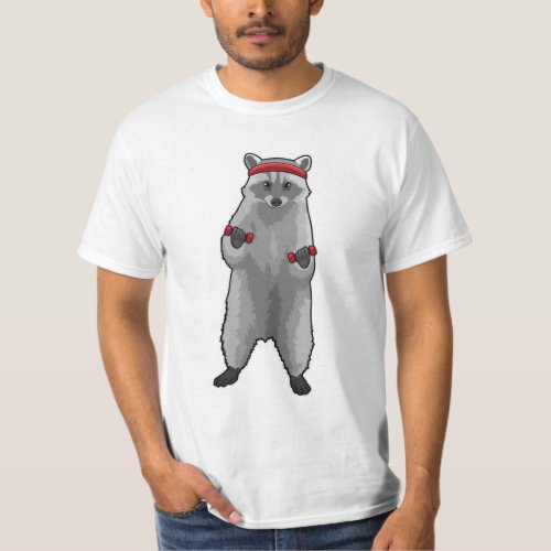 Raccoon at Fitness with Dumbbells T_Shirt