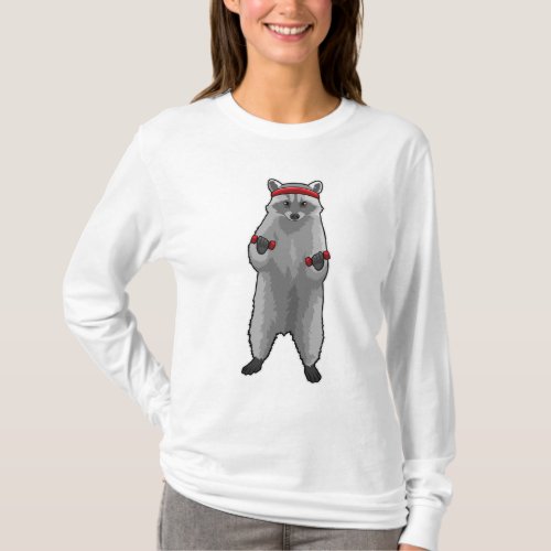 Raccoon at Fitness with Dumbbells T_Shirt