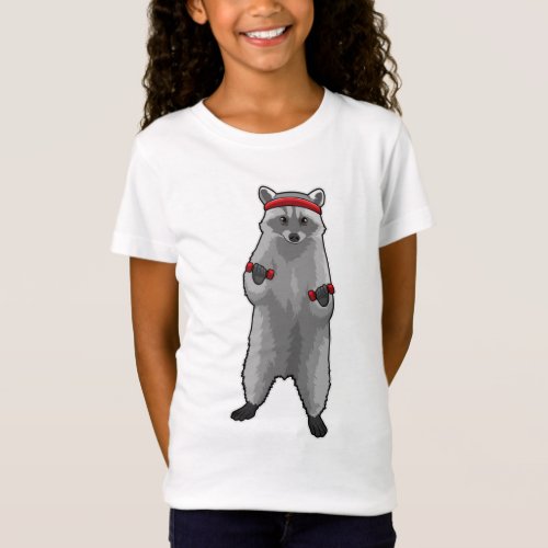 Raccoon at Fitness with Dumbbells T_Shirt