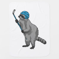 Raccoon at Ice hockey with Ice hockey stick