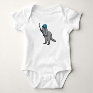 Raccoon at Ice hockey with Ice hockey stick Baby Bodysuit