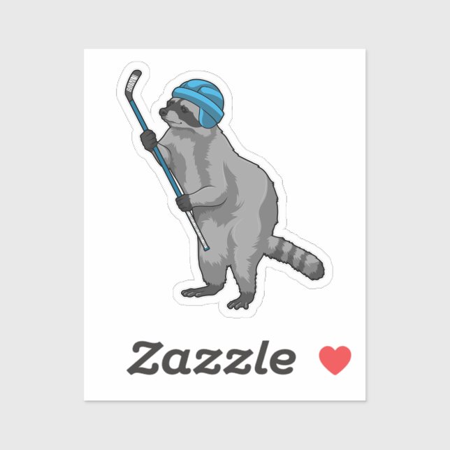 Raccoon at Ice hockey with Ice hockey stick Sticker (Sheet)