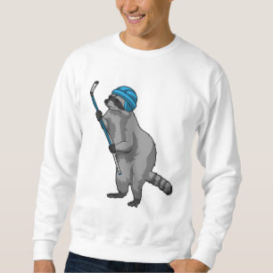 Raccoon at Ice hockey with Ice hockey stick Sweatshirt