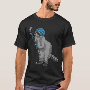 Raccoon at Ice hockey with Ice hockey stick T-Shirt
