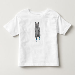 Raccoon at Ice skating with Ice skates Toddler T-shirt