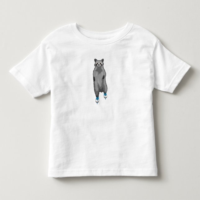 Raccoon at Ice skating with Ice skates Toddler T-shirt (Front)