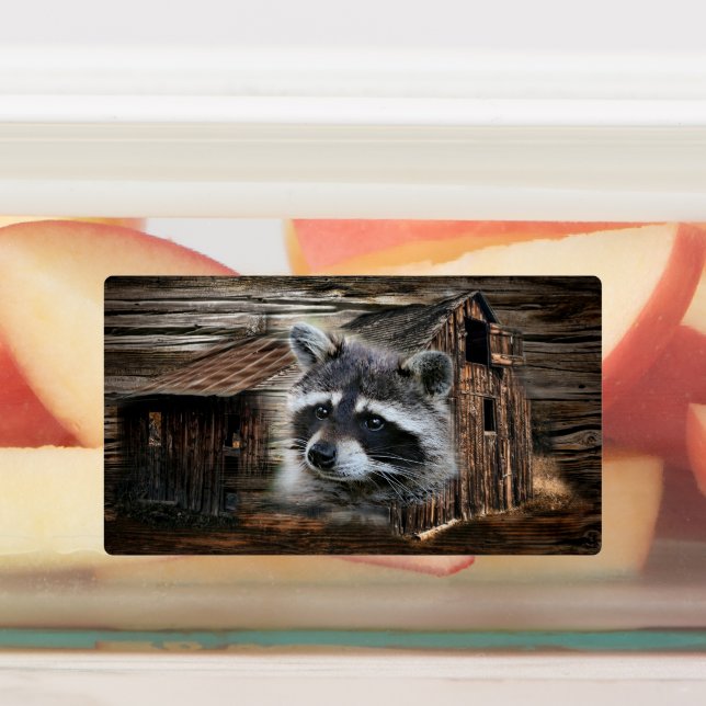 Raccoon At The Old Barn Labels (Affixed)