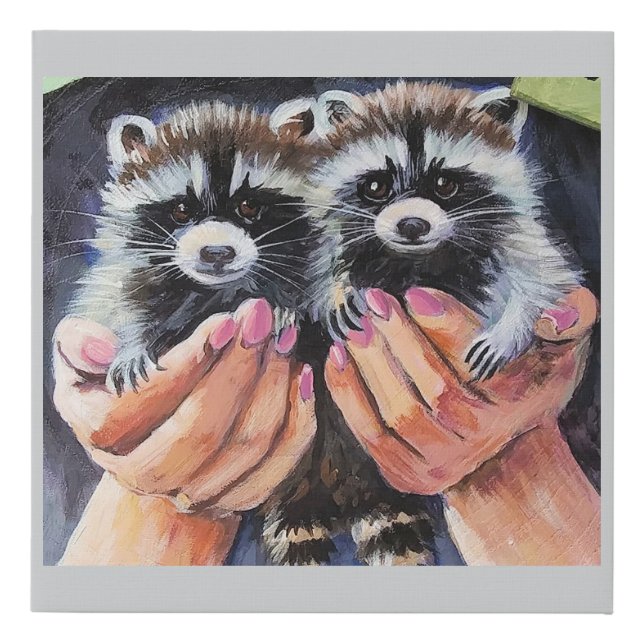 Raccoon babies canvas art (Front)