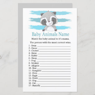 Raccoon Baby Animals Name Game