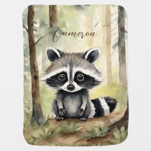 Raccoon Baby Gender Neutral Baby Blanket
