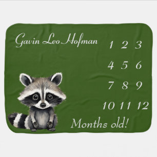 Raccoon Baby Month Milestone Blanket