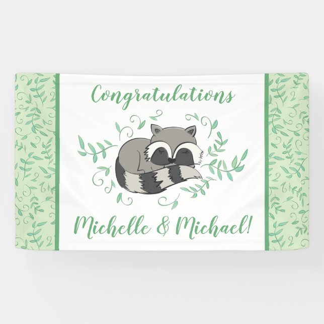 Raccoon Baby Shower Banner (Horizontal)