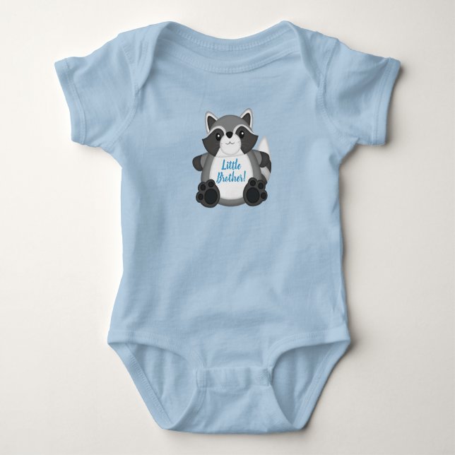 Raccoon Baby Shower Blue Baby Bodysuit (Front)