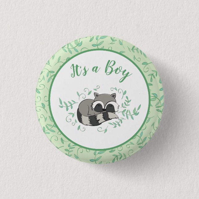 Raccoon Baby Shower Button (Front)