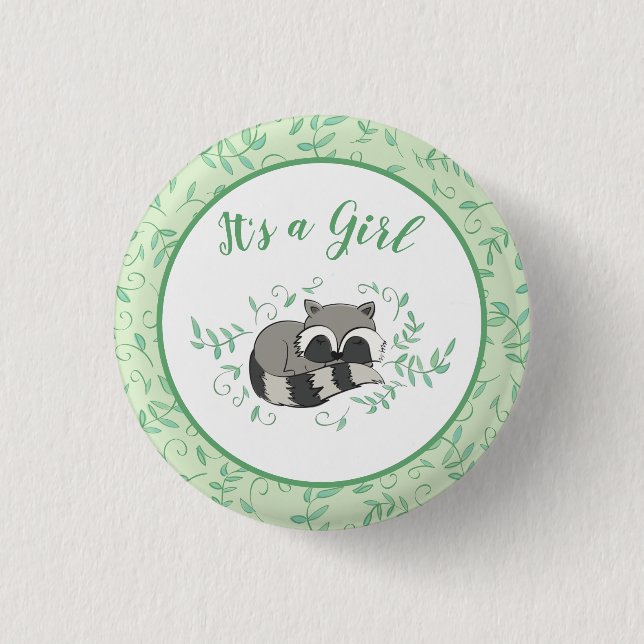 Raccoon Baby Shower Button (Front)