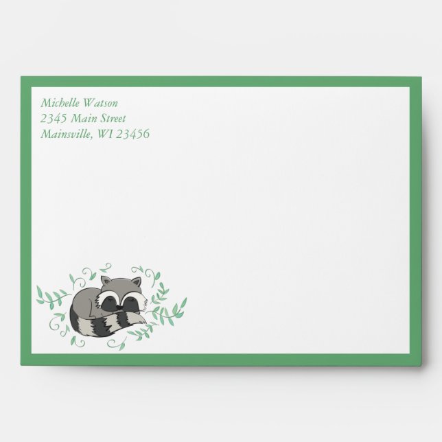 Raccoon Baby Shower Envelope (Front)