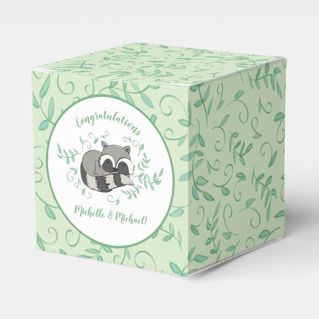 Raccoon Baby Shower Favor Boxes (Front Side)