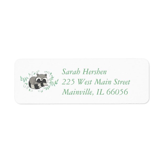 Raccoon Baby Shower Label (Front)