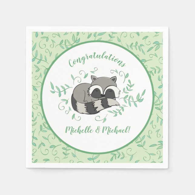 Raccoon Baby Shower Napkins (Front)