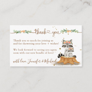 Raccoon Baby Shower New Mommy Thank You Enclosure Card