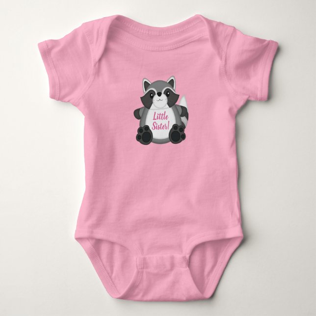 Raccoon Baby Shower Pink Bodysuit (Front)