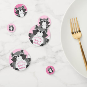 Raccoon Baby Shower Pink Confetti