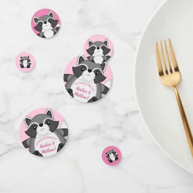 Raccoon Baby Shower Pink Confetti (Group)