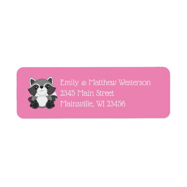 Raccoon Baby Shower Pink Label (Front)