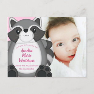 Raccoon Baby Shower Pink Postcard