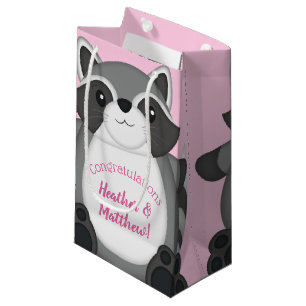 Raccoon Baby Shower Pink Small Gift Bag