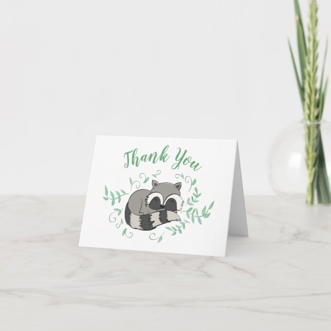 Raccoon Baby Shower Thank You Card (Front)