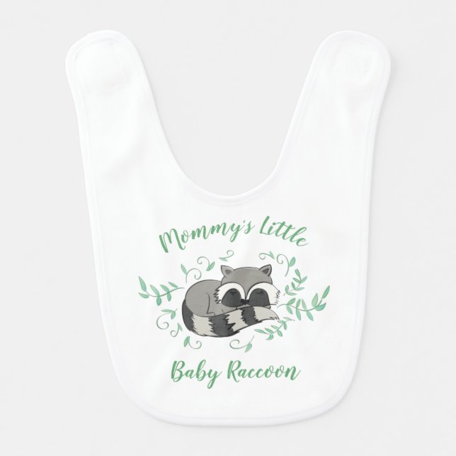 Raccoon Baby Shower Woodland Animals Baby Bib (Front)