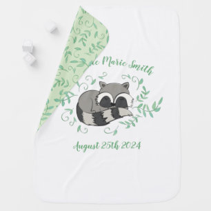 Raccoon Baby Shower Woodland Animals Baby Blanket
