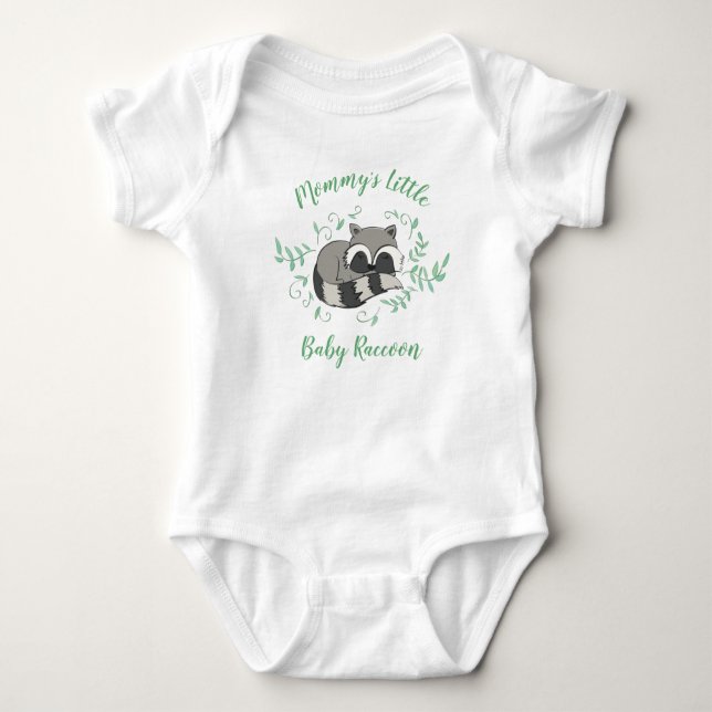Raccoon Baby Shower Woodland Animals Baby Bodysuit (Front)