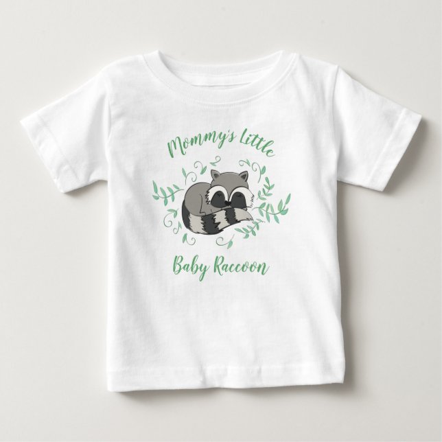 Raccoon Baby Shower Woodland Animals Baby T-Shirt (Front)