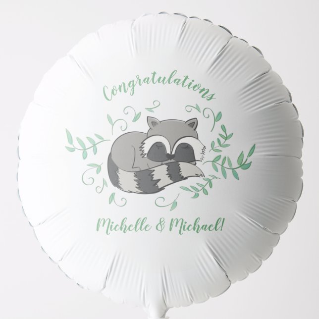 Raccoon Baby Shower Woodland Animals Balloon (Front)