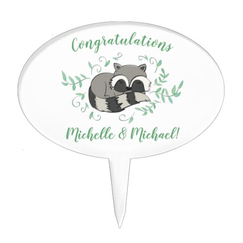 Raccoon Baby Shower Woodland Animals Cake Topper