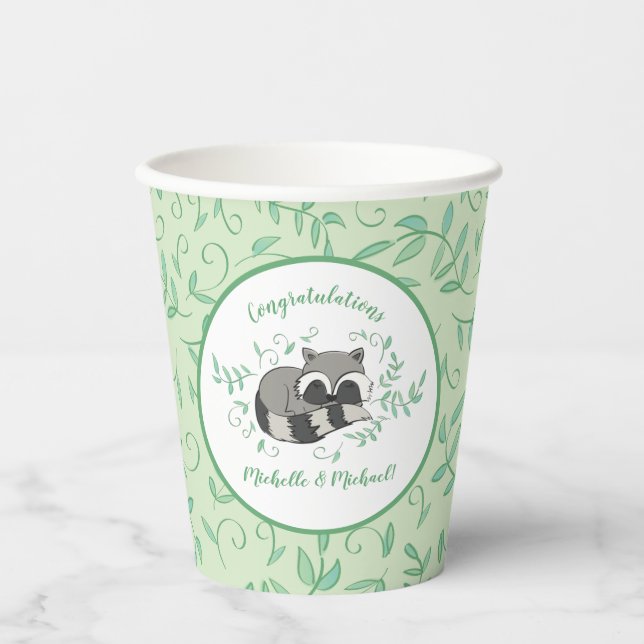 Raccoon Baby Shower Woodland Animals Paper Cups (Front)