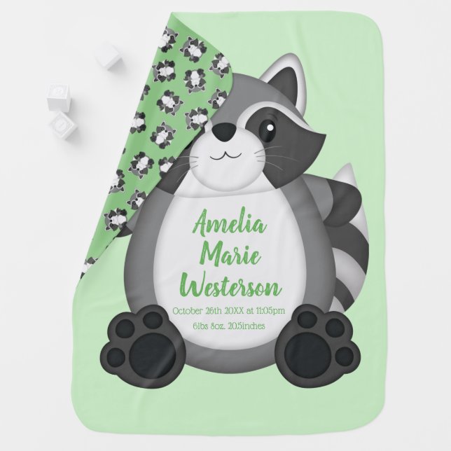 Raccoon Baby Shower Woodland Baby Blanket (In Situ)