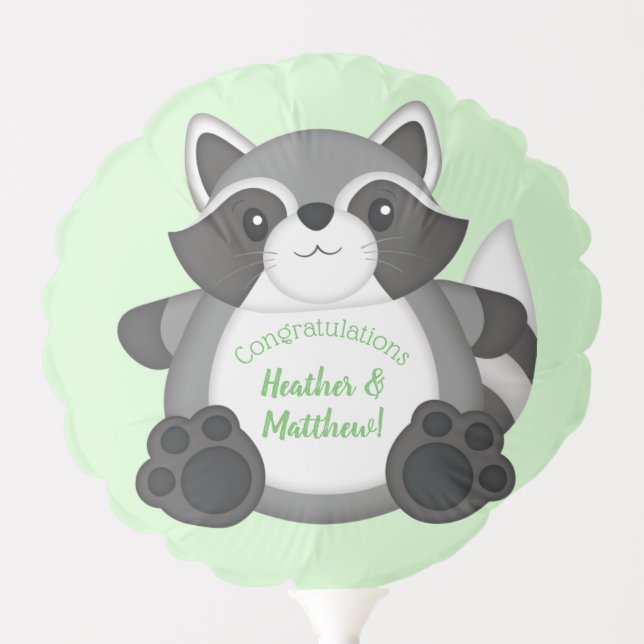 Raccoon Baby Shower Woodland Balloon (Front)