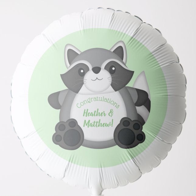 Raccoon Baby Shower Woodland Balloon (Front)