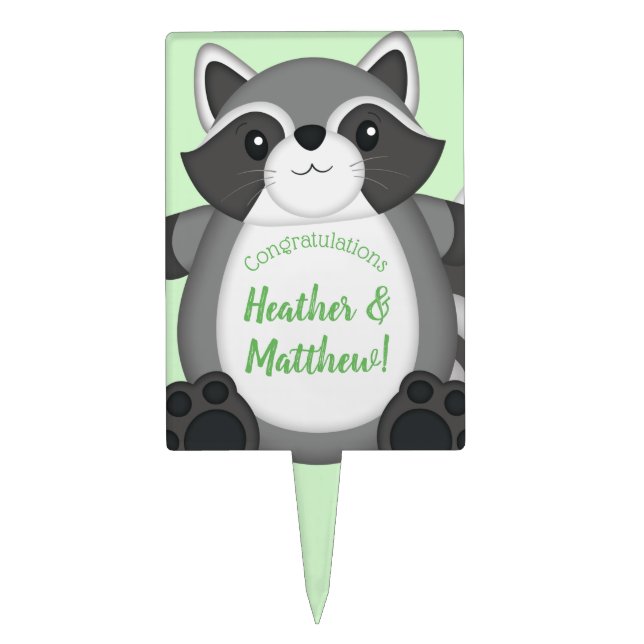 Raccoon Baby Shower Woodland Cake Topper (Front)